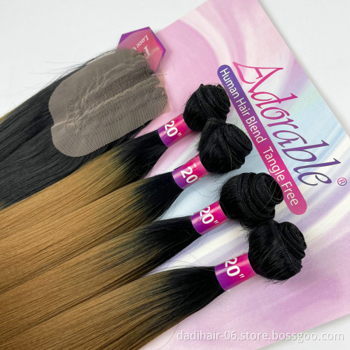 AMAZING YAKI STRAIGHT 4  bundles per set T1B27 100% heat resistance synthetic hair weave for afro women with closure